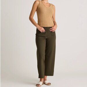 Like New Quince Ultra-Stretch Ponte Cropped Wide Leg Pants in Olive Size 10